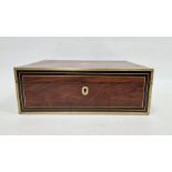 Mid Victorian writing slope in veneered figured mahogany with brass edges and stringing, with