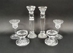 Three pairs of 20th century glass candlesticks including a pair of Royal Brierley cut glass