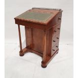 Late 19th/early 20th century rosewood and mahogany davenport with three side drawers, panelled