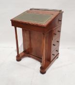 Late 19th/early 20th century rosewood and mahogany davenport with three side drawers, panelled