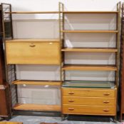 Ladderax narrow shelf unit having three shelves with metal rail sides, 48cm wide apprpox. and a