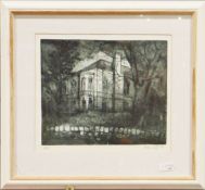 Fiona Lief  Artists proof Edgbaston Hall, signed and dated 01, 28cm x 32cm  Oak framed oval wall