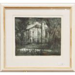 Fiona Lief  Artists proof Edgbaston Hall, signed and dated 01, 28cm x 32cm  Oak framed oval wall