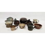 Eddie Hopkins (1941-2007) for Winchcombe Pottery lidded and handled casserole with tenmoku glaze,