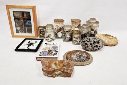 Collection of seashells, fossils, minerals and geodes including ammonite, recovered shards and