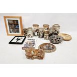 Collection of seashells, fossils, minerals and geodes including ammonite, recovered shards and