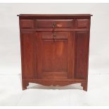 Oak corner cabinet with one drawer above one fall front cupboard