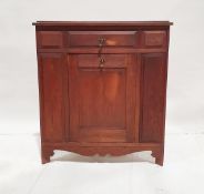 Oak corner cabinet with one drawer above one fall front cupboard