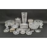 Collection of cut glass, 19th century and later, including three bowls, a pedestal small bowl, a