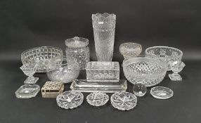 Collection of cut glass, 19th century and later, including three bowls, a pedestal small bowl, a