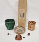 Waddy Productions tap dancing Dinah vintage wooden toy and three small wicker baskets (4)