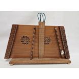 Dulcimer, 38cm x 58cm approx, with a handmade wood stand/carrier