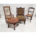 Early 20th century stinkwood rocking chair with hide webbing together with a oak cane seated