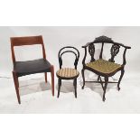 20th century teak bar back dining chair together with a stained beech corner seat and a black