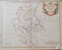After Robert Morden  Handcoloured map of Bedfordshire and two further maps, one of Wiltshire and one