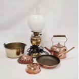 Collection of assorted brass and copperwares, 19th century and later, including a copper kettle, a