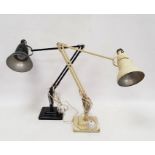 Two vintage Herbert Terry, Redditch anglepoise lamps, in black and cream. Please note: Plugs and