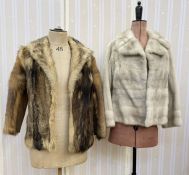 Silver grey mink 'Azurine' short jacket, free fitting , UK 'S'  and a wolf jacket with suede side