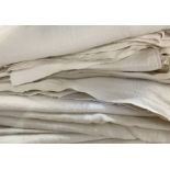 Twelve vintage linen sheets/throws, sizes vary