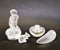 Lalique ' Leda and the Swan' , with etched mark to base and label, 11.5cm high approx., a Lalique