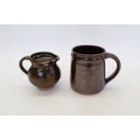 Lowerdown Pottery Jug with tenmoku glaze, impressed mark to base (h.10.5cm) together with a
