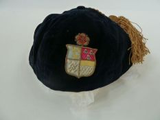 c1914-15 Emmanuel School first XVI cap, velvet with gold tassel