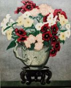 Arthur Rigden Read (1879-1955) Colour woodcut, "Phlox" still life of Phloxes in a vase, signed lower