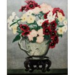 Arthur Rigden Read (1879-1955) Colour woodcut, "Phlox" still life of Phloxes in a vase, signed lower