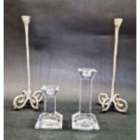 Two Villeroy & Boch clear glass candlestick holders, one 15cm high, the other 10.5cm high approx.