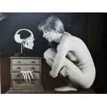 KW (contemporary) photographic print  "Nervous Encounter 3" Nude female looking at a skull,