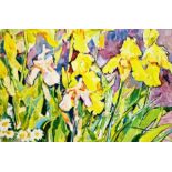 Dima Braga (Ukraine b.1979) Oil on gesso board 'Yellow Irises (Plein Air) 2018', signed lower