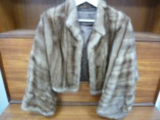 A vintage short mink jacket, bell sleeves, a fox fur collar and a mink stole with tippets ( 3)