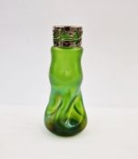 Loetz green glass vase with silver-coloured metal collarCondition ReportCollar rusted as