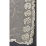 Victorian applique net veil, allover floral decorated, 380cm long and another piece of similar