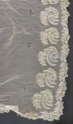 Victorian applique net veil, allover floral decorated, 380cm long and another piece of similar