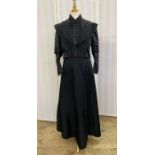Black satin and lace Victorian bodice/jacket with tiny paste buttons and hook and eye fastening, leg