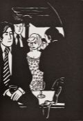 Nicholas Garland (British b. 1935) Linocut 'Sitting Around', single linocut from 'Annabel's, The