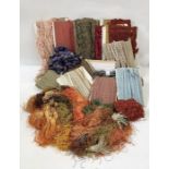 Passementerie / furnishing braids, including silk tassels in autumnal hues, mostly unnamed (2