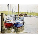 Ian Weatherhead (b.1932) Watercolour 'Boats, Isle of Wight' signed, titled and dated 1979 lower