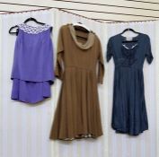 Selection of Susan Small vintage dresses - Susan Small Model blue silk dress with ruched bodice,