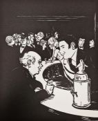 Nicholas Garland (British b. 1935) Linocut 'Man at the Bar', single linocut from 'Annabel's, The