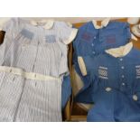 1950's small child's romper suits, the smocked tops with buttons to attach the shorts, a llinen