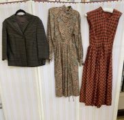 1960's Liberty Origin wool printed paisley dress in autumn colours, button and loop fastening to the