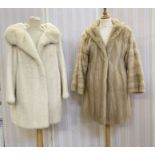 Pearl white mink coat and blonde hooded mink coat, both 3/4 length (2)Condition ReportWhite mink