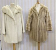 Pearl white mink coat and blonde hooded mink coat, both 3/4 length (2)Condition ReportWhite mink