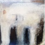 T.R. (20th Century) Oil on board Abstract landscape, initialled lower right, framed, 37 x 37cm