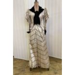 Film costume interest      -    1890's-style satin, sequin embroidered bodice and skirt, full