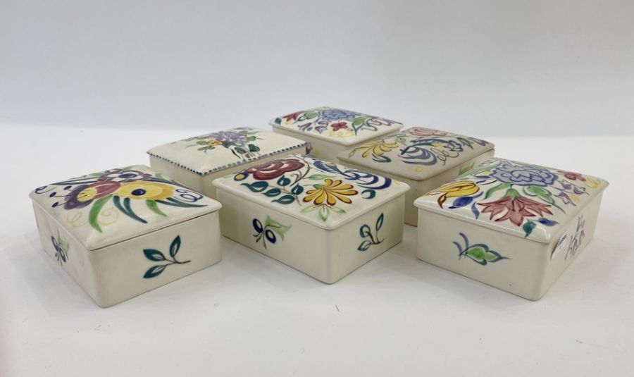 Six Poole pottery rectangular lidded trinket dishes (6) - Image 2 of 4