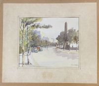 R.G. Absolon Watercolour "The Embankment" street study of London, unframed , 18.5 cms x 22 cm