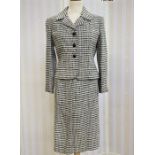 Christian Dior 1950's houndstooth wool check suit, the jacket labelled 'Christian Dior - New York